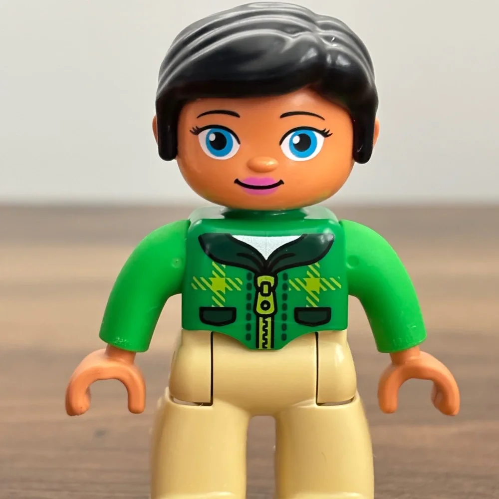 LEGO DUPLO Horse Trailer Girl Replacement Toy Figure Rider Green Shirt Set 10807
